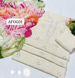 Stuff Soft Lawn shadow work Front Jaal Shirt, Embroided trouser Along With Chiffon di&amp;di duppata &nbsp;3PC Dress