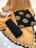 Stuff Cotton Applic Allover Work Shirt And Soft Cotton Trouser With chiffon Traditional Applic Dupatta &nbsp;3PC Dress