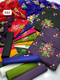 Stuff Lawn Cotton Heavy All Over Cross Stich Gulab Embroidery Shirt And Khaadi Net Embroidery Dupatta Ad Plain Trouser 3PC Dress