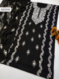 Stuff Lawn 100/100 Handmade Paka Gala Neat Work Shirt And Plain Trouser With Chiffon embroidry Dupatta 3PC Dress