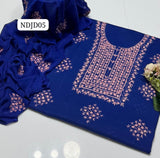 Most Demanding Handmade Artical Stuff Soft &nbsp;Lawn original mirror work Shirt, Attach Trouser Along With Chiffon Embroided Dupatta 3pcs Dress