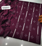 STuff Pure Lawn 100/100 Handmade Tarkashi Pakka jall Style Neat Work Shirt ANd Plain Trouser With Lawn Embroidery Dupatta 3PC Dress