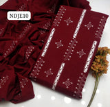 STuff Pure Lawn 100/100 Handmade Tarkashi Pakka jall Style Neat Work Shirt ANd Plain Trouser With Lawn Embroidery Dupatta 3PC Dress
