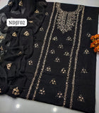 Stuff Pure Lawn 100/100 LCD Gotta Bail Style Neat Work SHirt And Plain Trouser With Chiffon Gota Work Dupatta 3PC Dress