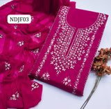 Stuff Pure Lawn 100/100 LCD Gotta Bail Style Neat Work SHirt And Plain Trouser With Chiffon Gota Work Dupatta 3PC Dress