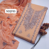 Stuff Pure Lawn 100/100 LCD Gotta Bail Style Neat Work SHirt And Plain Trouser With Chiffon Gota Work Dupatta 3PC Dress