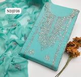Stuff Pure Lawn 100/100 LCD Gotta Bail Style Neat Work SHirt And Plain Trouser With Chiffon Gota Work Dupatta 3PC Dress