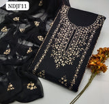 Stuff Pure Lawn 100/100 LCD Gotta Bail Style Neat Work SHirt And Plain Trouser With Chiffon Gota Work Dupatta 3PC Dress