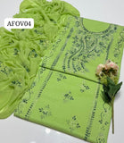 Stuff Soft Lawn peacock design Pakka Shisha Gala Bail Front boti Jaal Shirt, Embroided Sleeves Attach Trouser Along With Chiffon Embroided Dupatta 3PC