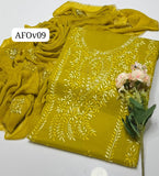 Stuff Soft Lawn peacock design Pakka Shisha Gala Bail Front boti Jaal Shirt, Embroided Sleeves Attach Trouser Along With Chiffon Embroided Dupatta 3PC