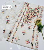 Stuff Soft Lawn peacock design Pakka Shisha Gala Bail Front boti Jaal Shirt, Embroided Sleeves Attach Trouser Along With Chiffon Embroided Dupatta 3PC