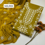 Stuff Pure Lawn 100/100 Handamde Pakka Patang Gala jall Neat Work Shirt ANd Plain Trouser With Chiffon Embroidery Dupata 3PC Dress