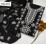 Stuff Pure Lawn 100/100 Handamde Pakka Patang Gala jall Neat Work Shirt ANd Plain Trouser With Chiffon Embroidery Dupata 3PC Dress