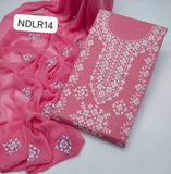 Stuff Pure Lawn 100/100 Handamde Pakka Patang Gala jall Neat Work Shirt ANd Plain Trouser With Chiffon Embroidery Dupata 3PC Dress