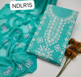 Stuff Pure Lawn 100/100 Handamde Pakka Patang Gala jall Neat Work Shirt ANd Plain Trouser With Chiffon Embroidery Dupata 3PC Dress