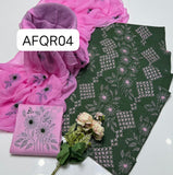 Stuff Soft Lawn chawal Front Jaal Shirt, Embroided Contrass Trouser Along With Chiffon Contrass Dupatta &nbsp;3pcs Dress