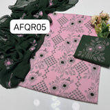 Stuff Soft Lawn chawal Front Jaal Shirt, Embroided Contrass Trouser Along With Chiffon Contrass Dupatta &nbsp;3pcs Dress