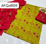 Stuff Soft Lawn chawal Front Jaal Shirt, Embroided Contrass Trouser Along With Chiffon Contrass Dupatta &nbsp;3pcs Dress