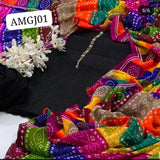 Stuff Cotton Chicken Kari 12 Inches Embroidery Daman Work Shirt ANd Embroidery Trouser With CHiffon Multi Design Dupatta 3PC Dress