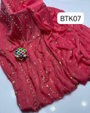 STuff SOft Crinkle Chiffon Front BAck Heavy Work Shirt Heavy Emb with Tilla Sequence Emb &amp; Pearls beats Work Dupatta And Kattan Silk Trouser 3PC Dress