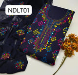 Stuff:::: Pure lown100/100 hande made Afgani Gala Jall Neat work Shirt And Plain lawn Trouser With Shafoon Embroidery Dupatta 3PC Dress