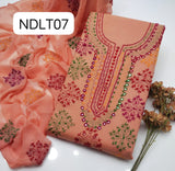 Stuff:::: Pure lown100/100 hande made Afgani Gala Jall Neat work Shirt And Plain lawn Trouser With Shafoon Embroidery Dupatta 3PC Dress