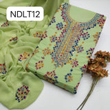 Stuff:::: Pure lown100/100 hande made Afgani Gala Jall Neat work Shirt And Plain lawn Trouser With Shafoon Embroidery Dupatta 3PC Dress