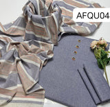 Stuff Pure Cotton Plain Shirt, Plain Trouser Along With Pure Cotton check style Dupatta 3pcs Dress