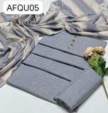 Stuff Pure Cotton Plain Shirt, Plain Trouser Along With Pure Cotton check style Dupatta 3pcs Dress