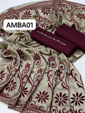 Stuff Wool Plain Shirt And Trouser With Heavy Velvet 72/2 Shawl 3PC Dress