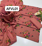 Khadder computer embroidery 🪡 bench boti gall shirt with plan trouser along bench boti gall style Dupatta 3pcs Dress