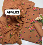 Khadder computer embroidery 🪡 bench boti gall shirt with plan trouser along bench boti gall style Dupatta 3pcs Dress