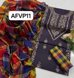 Khaddi Hand made gotta work new design gala bail boti gall shirt with plan check style trouser along with check style plan duppata