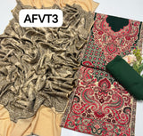 Jamawar kashmiri wool gala heavy Daman along with wool shawl with plan trouser 3pcs Dress