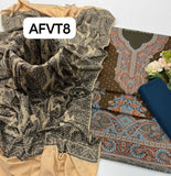 Jamawar kashmiri wool gala heavy Daman along with wool shawl with plan trouser 3pcs Dress