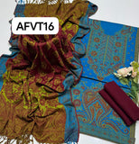 Jamawar kashmiri wool gala heavy Daman along with wool shawl with plan trouser 3pcs Dress