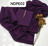 Stuff Marina wool Simple SHirt And Trouser Along WIth Wool Peach Velvet Straps Jall Style Shawl 3PC Dress
