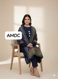 Stuff Wool Plain Shirt And Trouser Wth Kasturi 4 Sided Border Shawl 3PC Dress