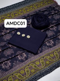 Stuff Wool Plain Shirt And Trouser Wth Kasturi 4 Sided Border Shawl 3PC Dress
