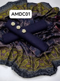 Stuff Wool Plain Shirt And Trouser Wth Kasturi 4 Sided Border Shawl 3PC Dress