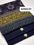 Stuff Wool Plain Shirt And Trouser Wth Kasturi 4 Sided Border Shawl 3PC Dress