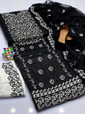 Stuff Lawn Cotton Front &nbsp;Full Gala Daman Bareeze Embrodery Shirt And Chiffon Embroidery Dupatta With Embroidery Trouser 3PC Dress