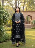 Stuff Lawn Cotton Front &nbsp;Full Gala Daman Bareeze Embrodery Shirt And Chiffon Embroidery Dupatta With Embroidery Trouser 3PC Dress