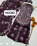 Stuff Original Soft bamber Chiffon Gala Jall Sheddu Chikenkari Embroidery Shirt And 4 Sided Border Embroidery Dupatta 2PC Dress