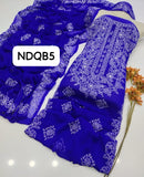 Stuff Original Soft bamber Chiffon Gala Jall Sheddu Chikenkari Embroidery Shirt And 4 Sided Border Embroidery Dupatta 2PC Dress