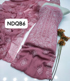 Stuff Original Soft bamber Chiffon Gala Jall Sheddu Chikenkari Embroidery Shirt And 4 Sided Border Embroidery Dupatta 2PC Dress