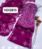 Stuff Original Soft bamber Chiffon Gala Jall Sheddu Chikenkari Embroidery Shirt And 4 Sided Border Embroidery Dupatta 2PC Dress