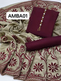 Stuff Wool Plain Shirt And Trouser With Heavy Velvet 72/2 Shawl 3PC Dress