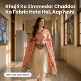 Charkha Pure Lawn Digital Print Chaddar CFA02 - school corridor, khujli reframe