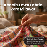 Charkha Pure Lawn Digital Print Chaddar CFA02 - fabric touch close-up, zero milawat